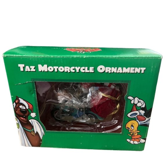 Taz Santa on a Motorcycle Christmas Ornament Vintage 1998 Warner Brothers - Picture 4 of 5